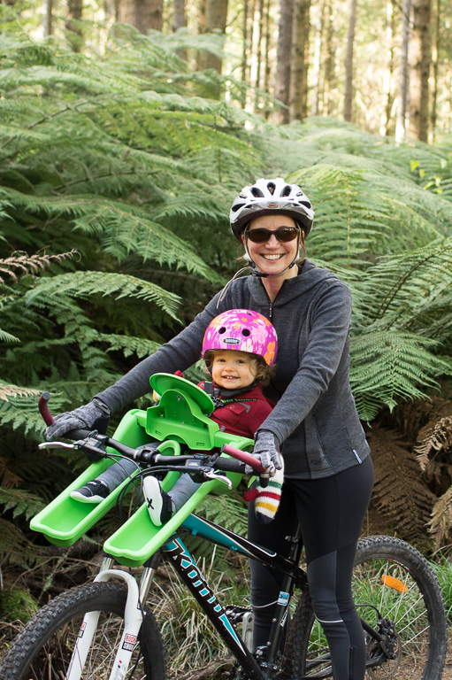 Anita and Elise biking the Redwood Forest